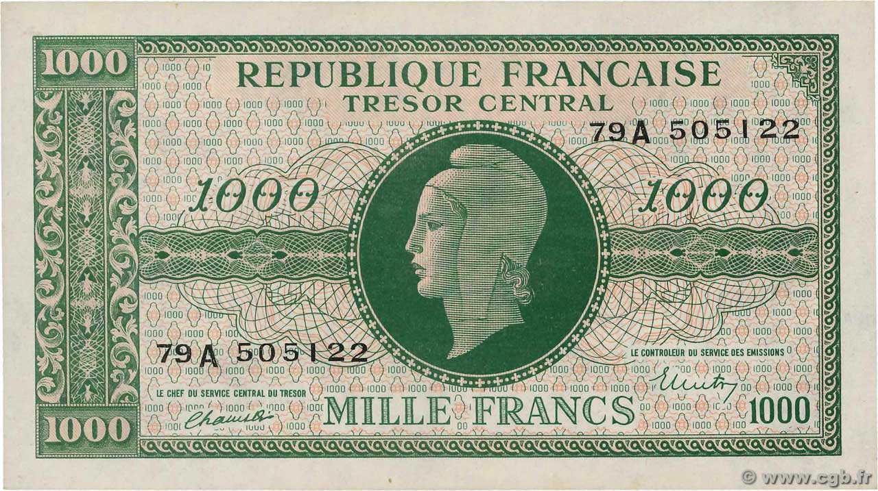 1000 Francs MARIANNE BANQUE D ANGLETERRE FRANCE  1945 VF.12.01 pr.NEUF