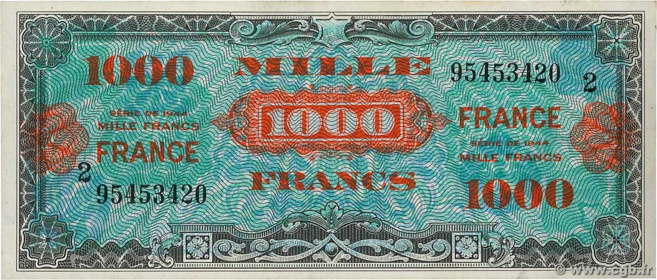 1000 Francs FRANCE FRANCIA  1945 VF.27.02 EBC+