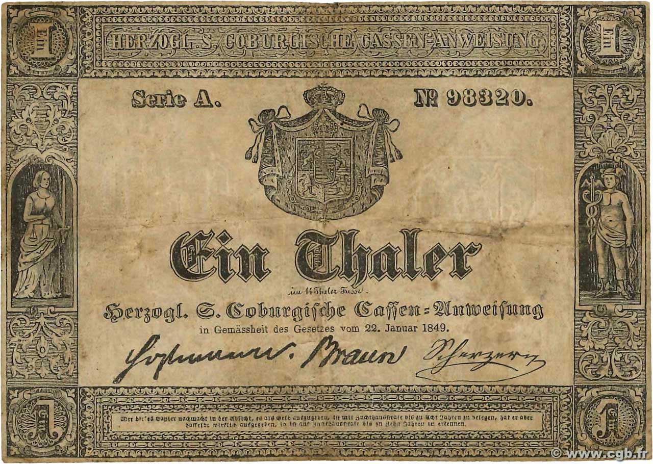 1 Thaler GERMANIA  1849 PS.0691 MB