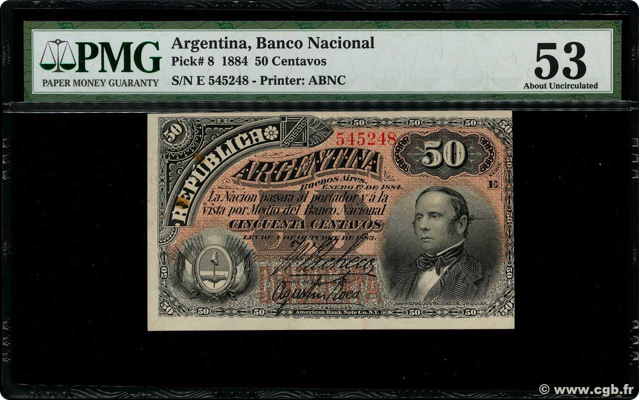 50 Centavos ARGENTINA  1884 P.008 XF+
