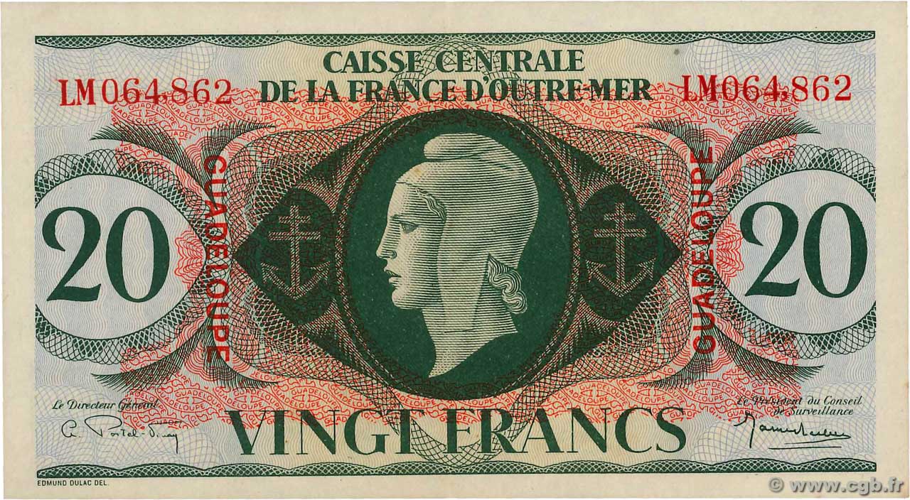 20 Francs GUADELOUPE  1944 P.28a q.AU