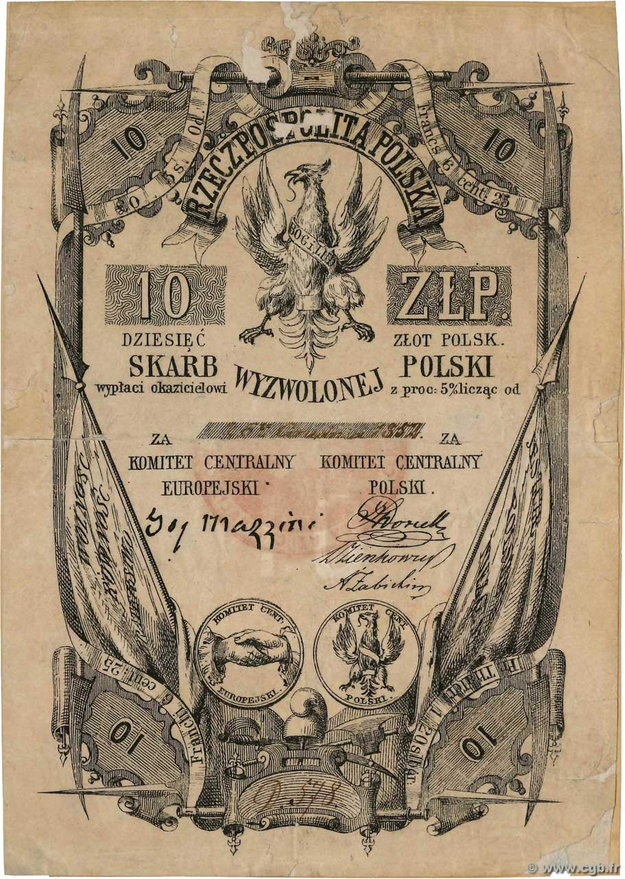 10 Zlotych POLONIA  1852 P.- B