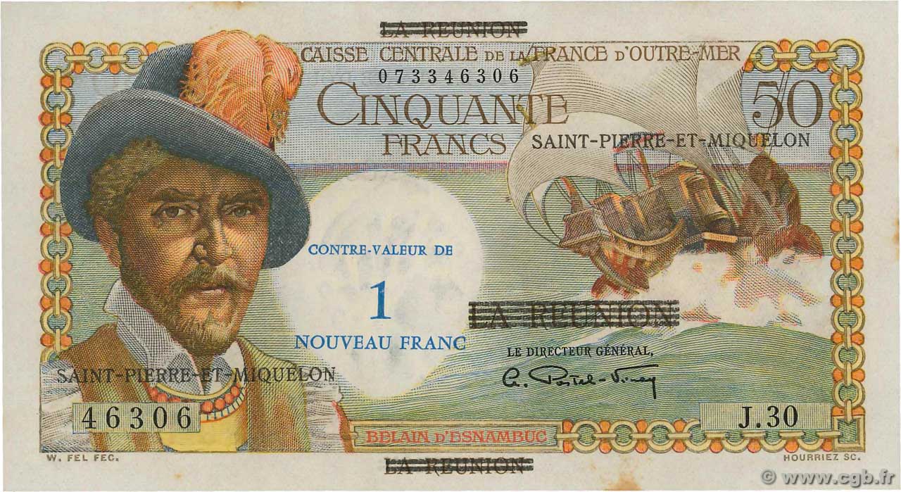 1 NF sur 50 Francs Belain d Esnambuc SAINT PIERRE ET MIQUELON  1960 P.30b pr.NEUF