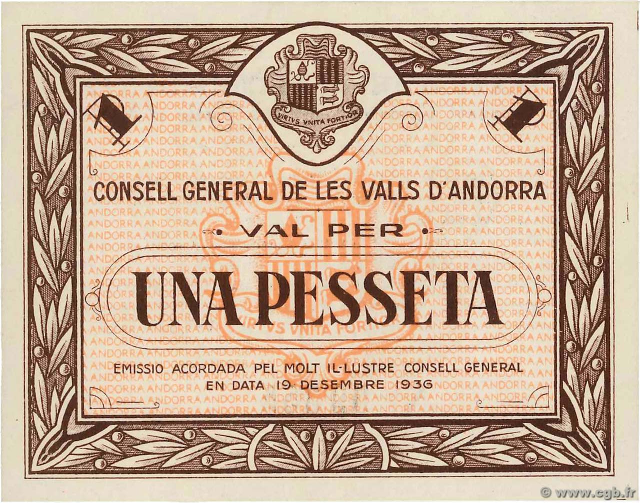 1 Pesseta ANDORRE  1936 P.06 fST+