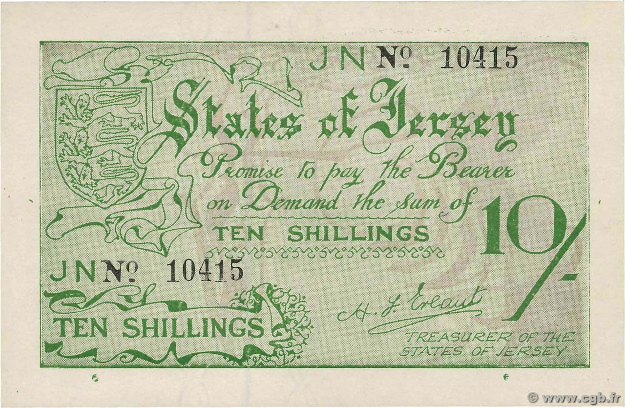 10 Shillings JERSEY  1941 P.05a fST+