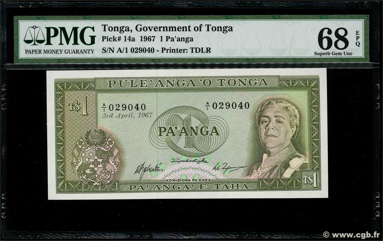 1 Pa anga TONGA  1967 P.14a ST