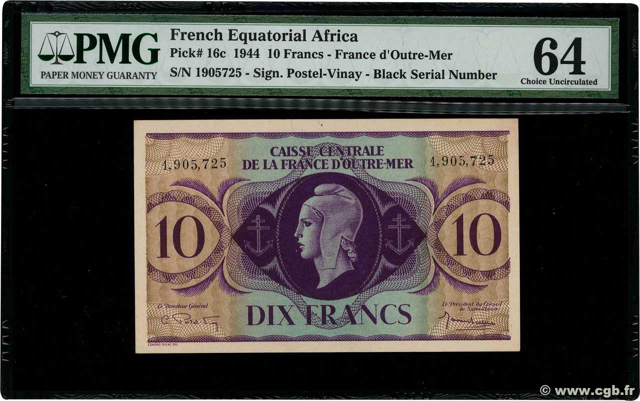 10 Francs AFRIQUE ÉQUATORIALE FRANÇAISE  1943 P.16c pr.NEUF