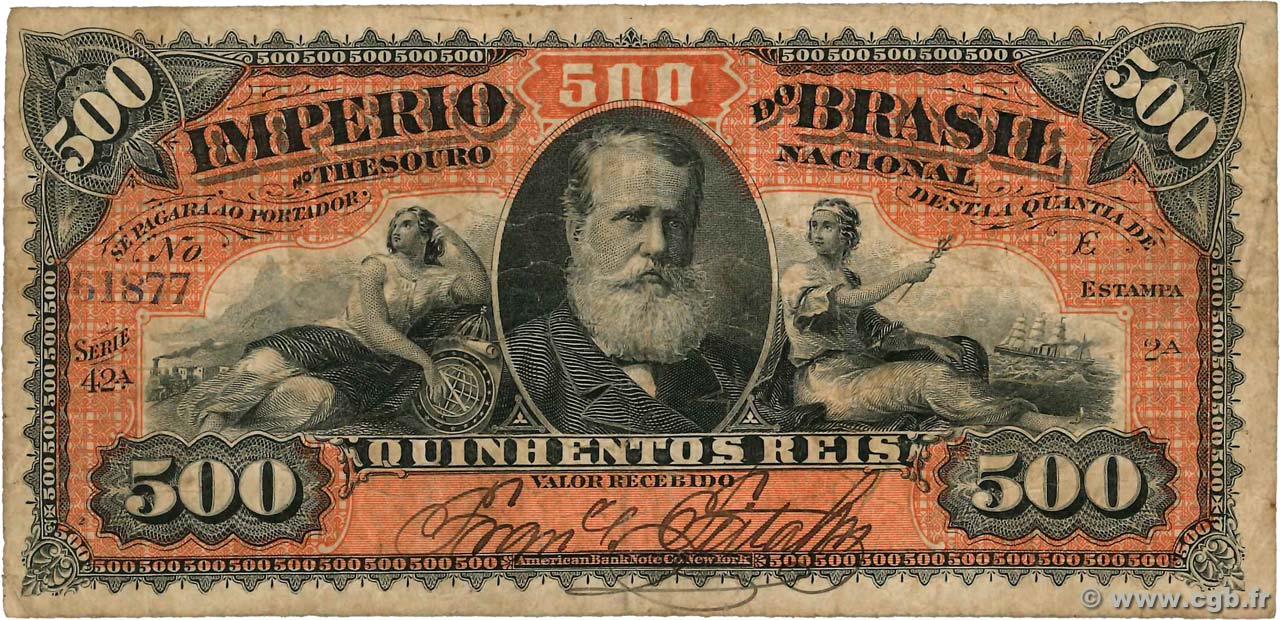 500 Reis BRASILIEN  1880 P.A243a fS