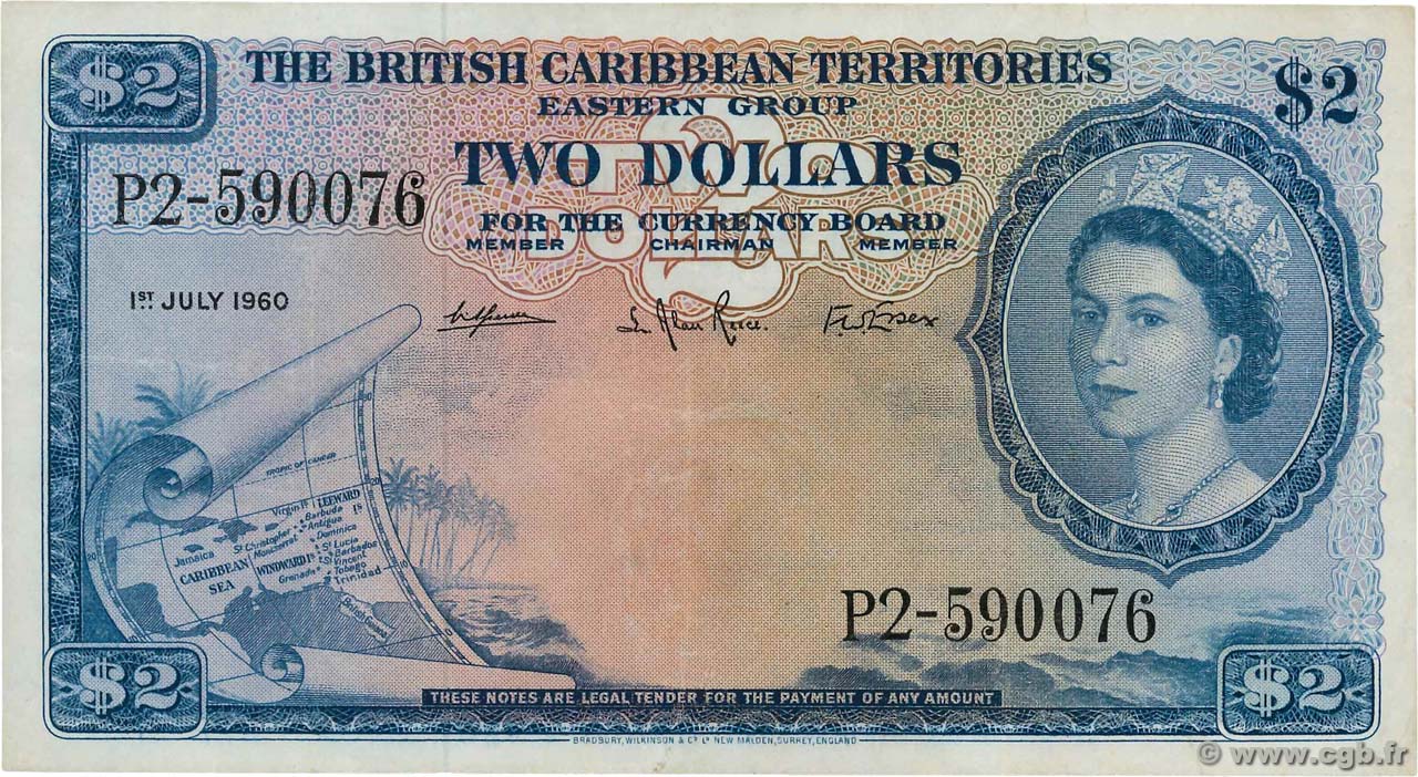 2 Dollars EAST CARIBBEAN STATES  1960 P.08b SS