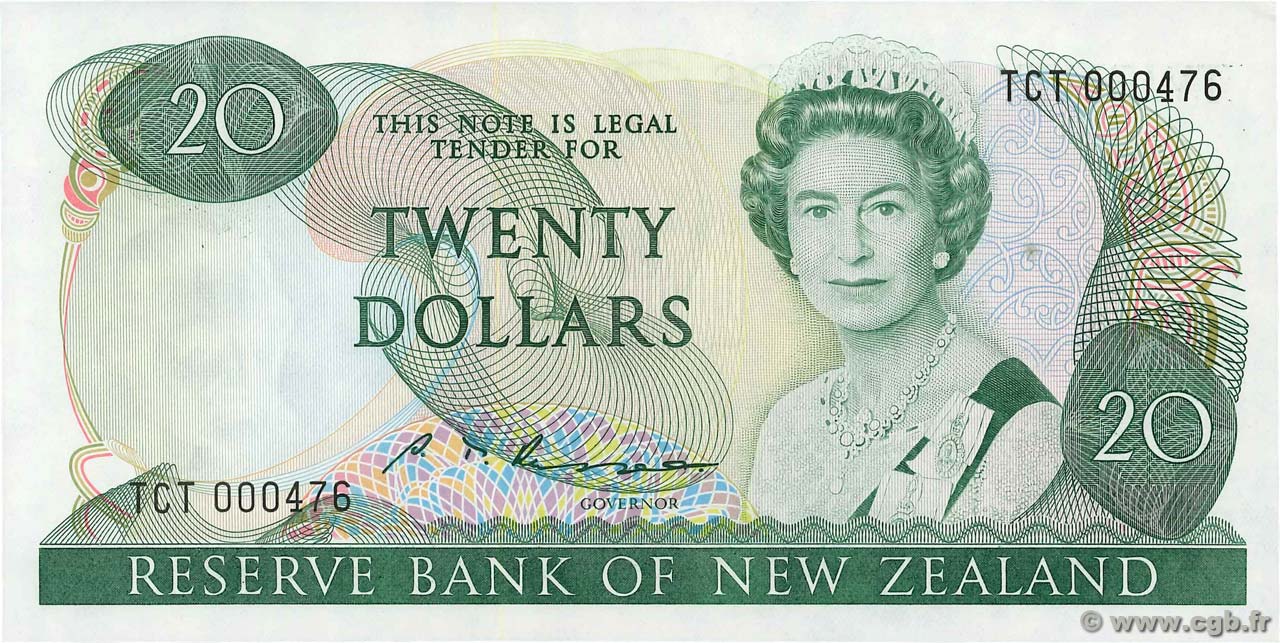 20 Dollars Petit numéro NOUVELLE-ZÉLANDE  1985 P.173b pr.NEUF