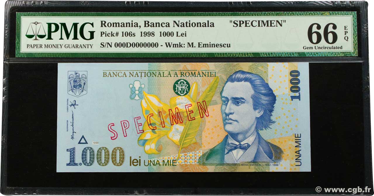 1000 Lei Spécimen ROMANIA  1998 P.106s q.FDC