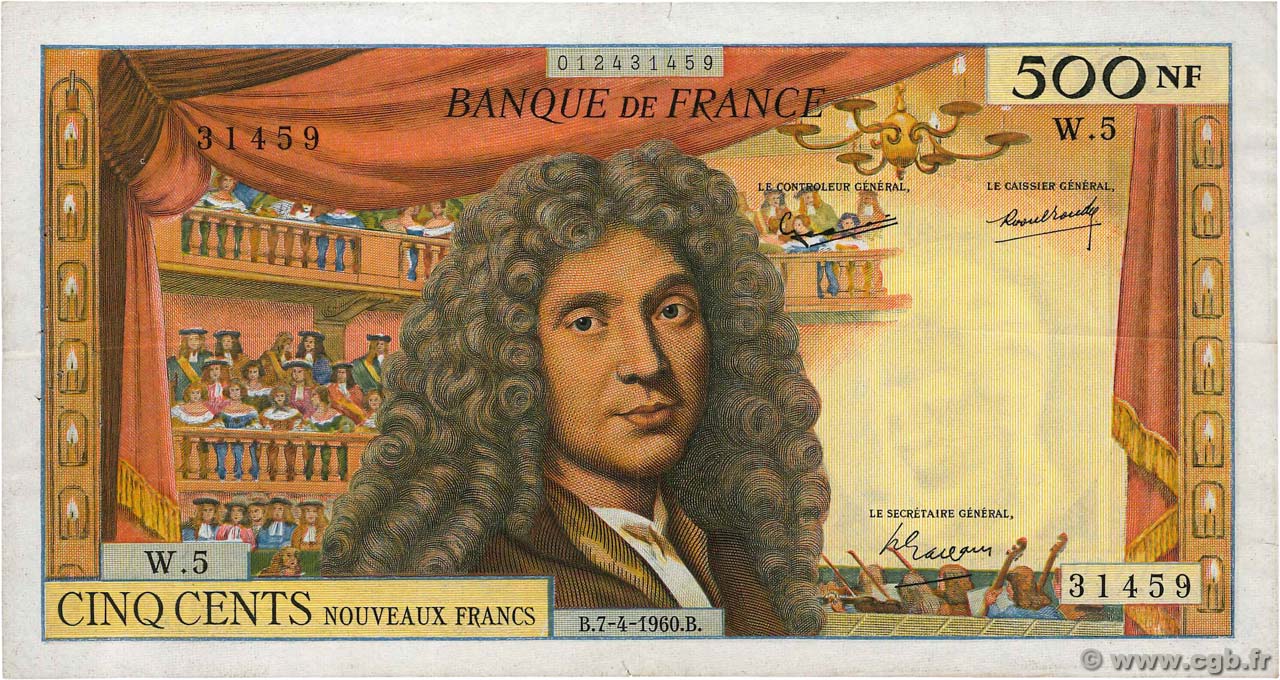500 Nouveaux Francs MOLIÈRE FRANCIA  1960 F.60.02 q.BB