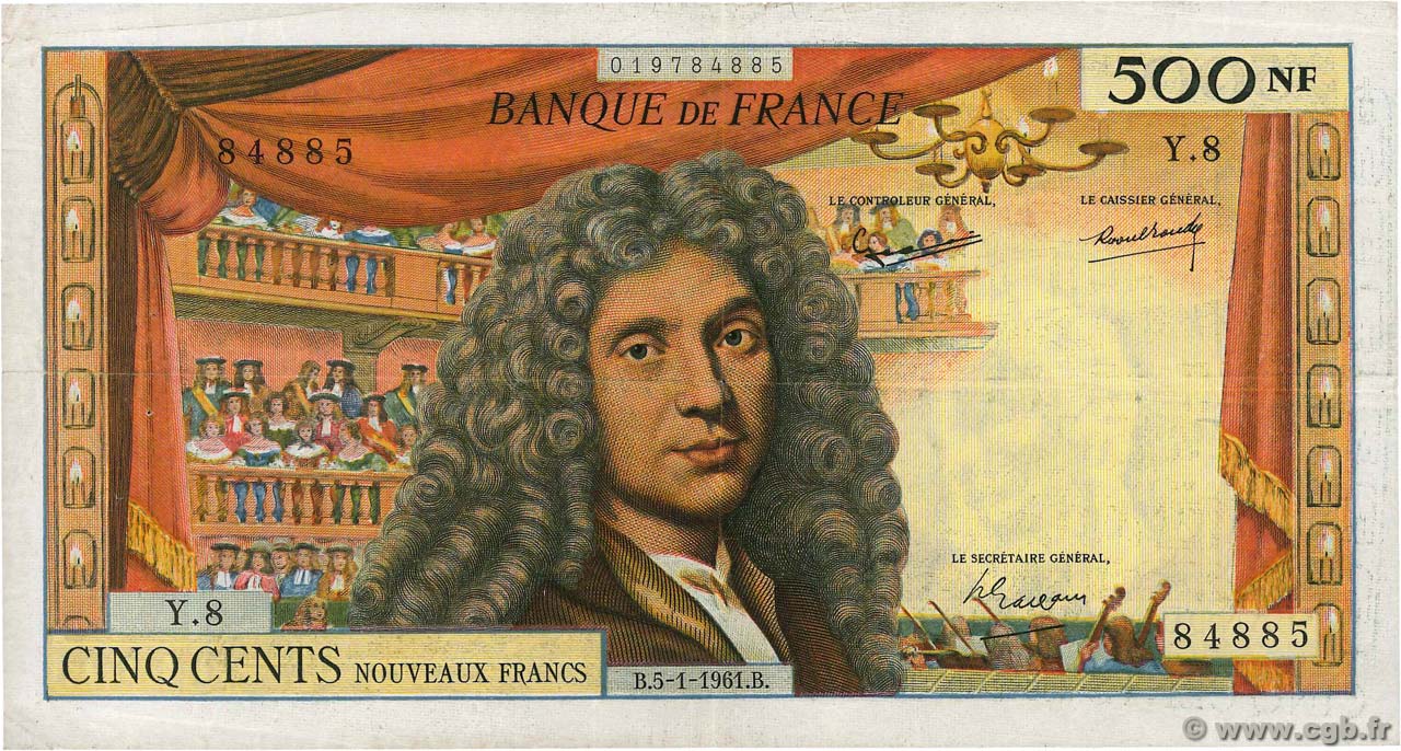 500 Nouveaux Francs MOLIÈRE FRANCIA  1961 F.60.03 MB