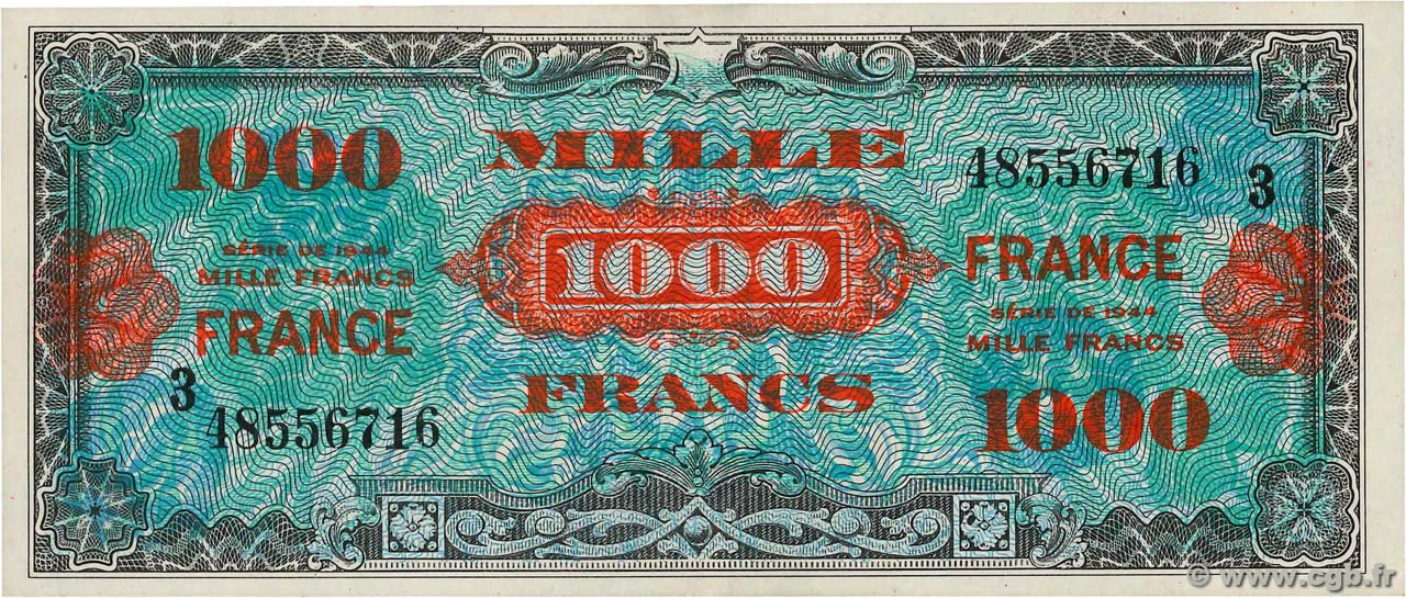 1000 Francs FRANCE FRANCE  1945 VF.27.03 AU