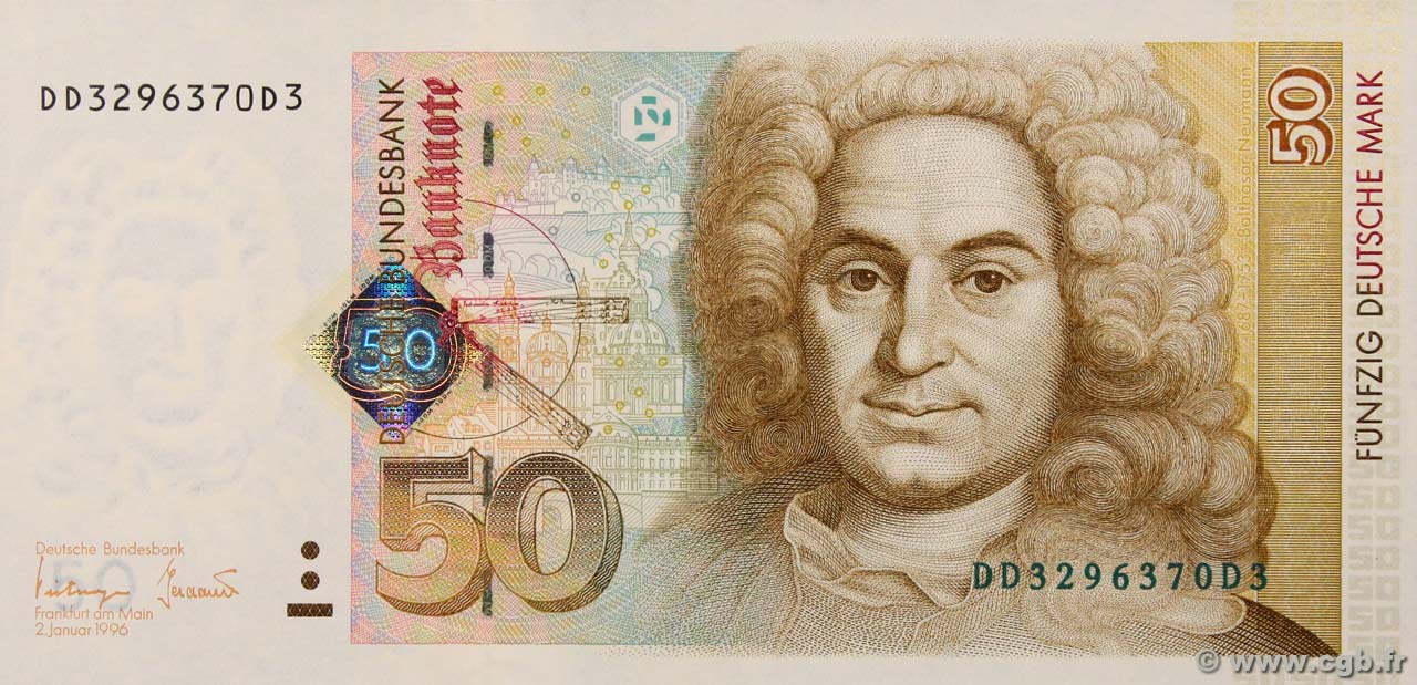 50 Deutsche Mark GERMAN FEDERAL REPUBLIC  1996 P.45 FDC