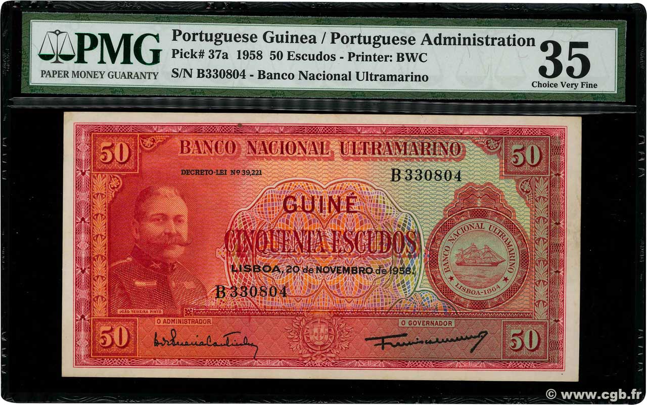 50 Escudos PORTUGUESE GUINEA  1958 P.037a BB