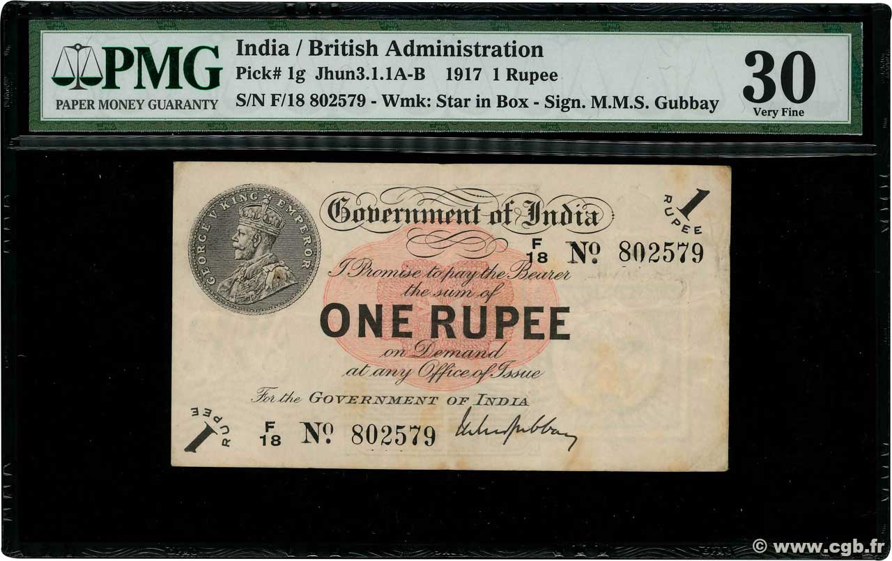 1 Rupee INDIA
  1917 P.001g BC+