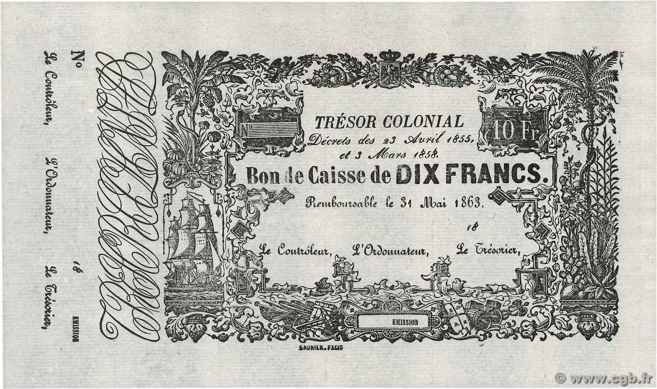 10 Francs Faux MARTINIQUE  1863 P.A04r AU-