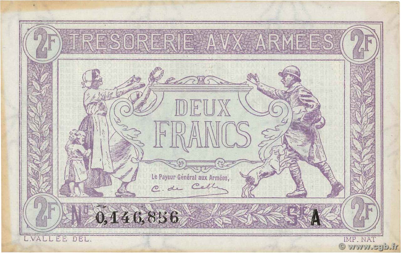 2 Francs TRÉSORERIE AUX ARMÉES FRANCE  1917 VF.05.01 AU