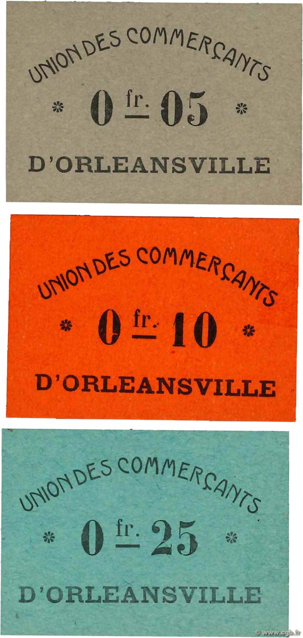 5, 10 et 25 Centimes ARGELIA Orléansville 1922 K.362 à 364 FDC