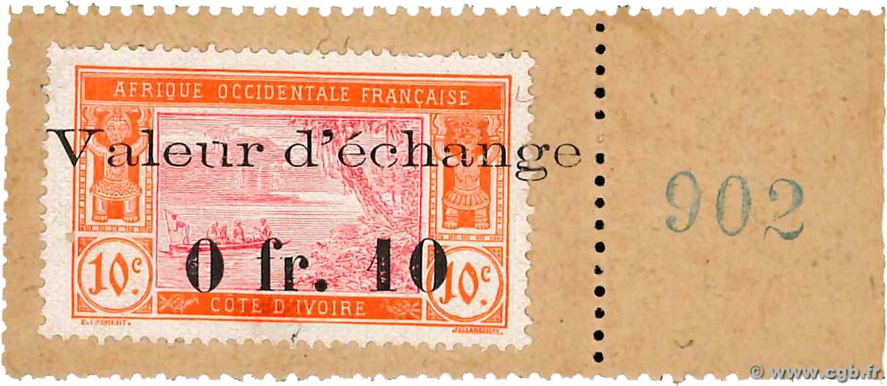 10 Centimes COSTA D AVORIO  1920 P.05 FDC