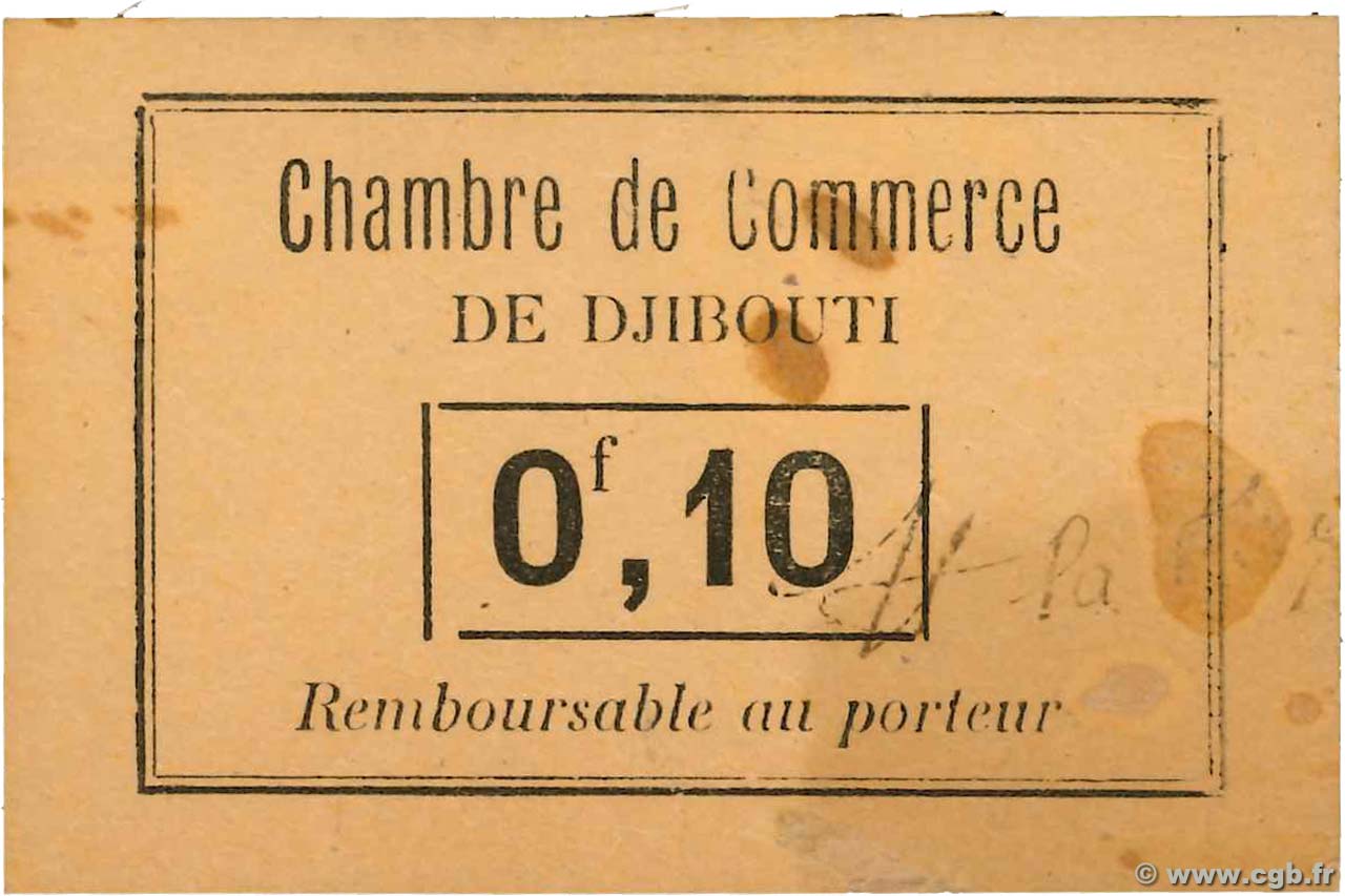 0,10 Franc DJIBOUTI  1919 P.22 XF