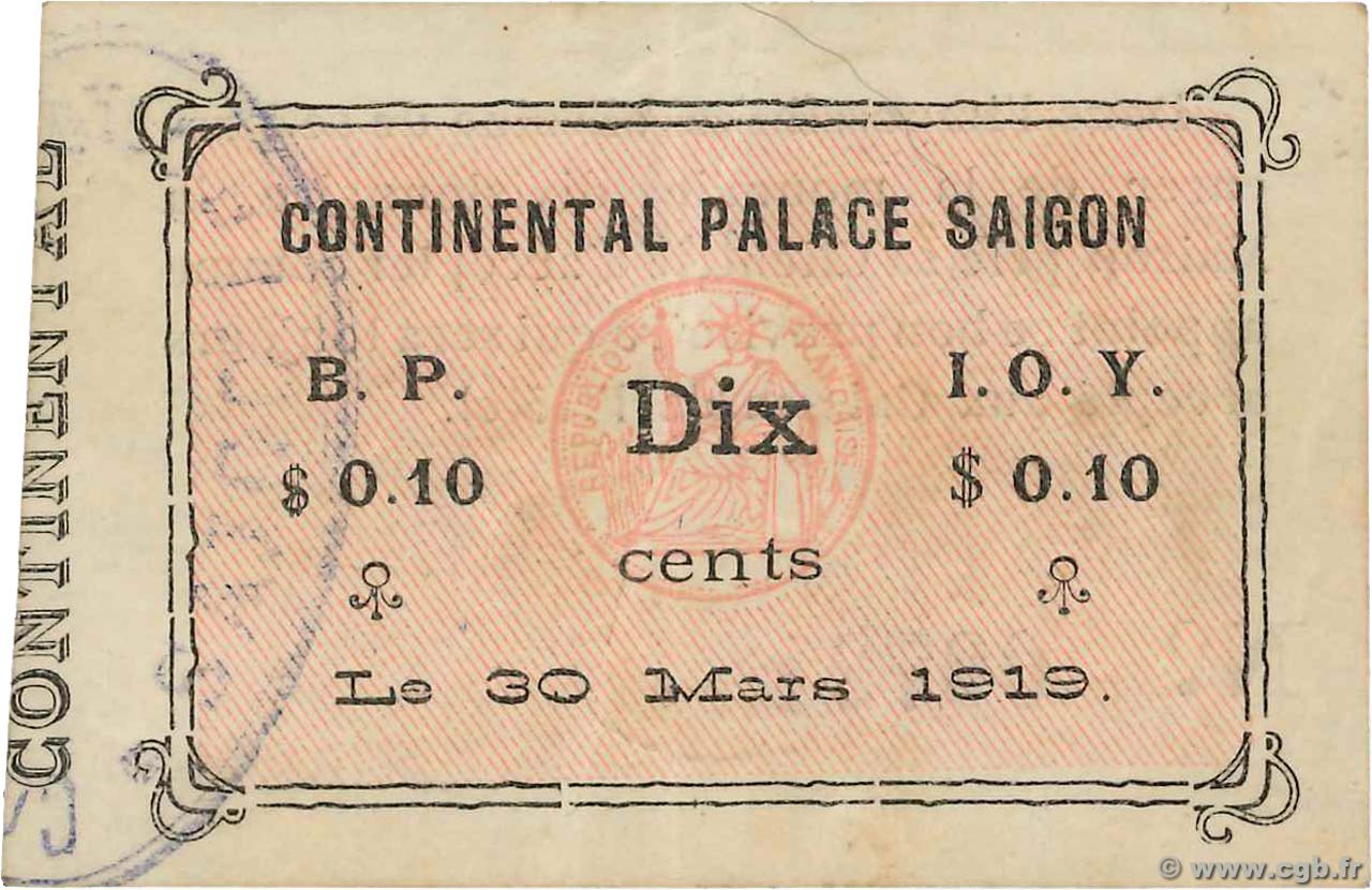 10 Cents INDOCINA FRANCESE  1919 K.220 SPL+