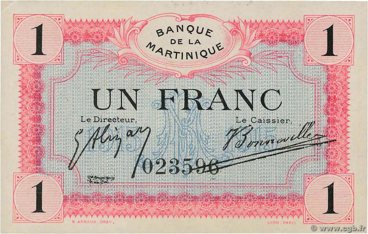 1 Franc MARTINIQUE  1915 P.10 fST+