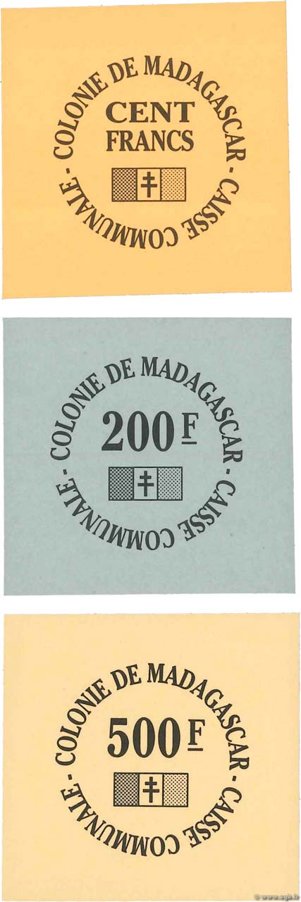 100 à 500 Francs Non émis MADAGASCAR  1940 P.- FDC