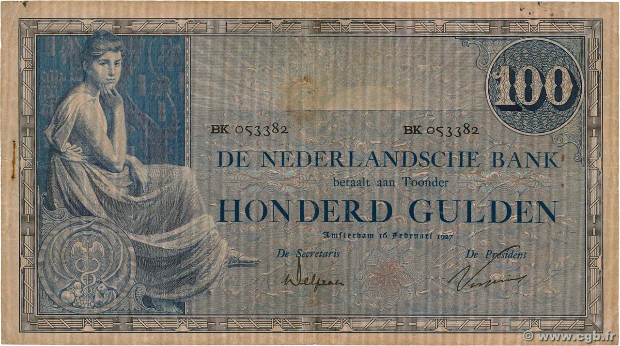 100 Gulden NIEDERLANDE  1927 P.039d fSS