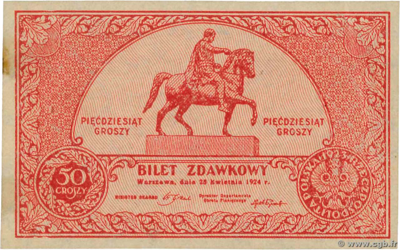 50 Groszy POLAND  1924 P.046 XF