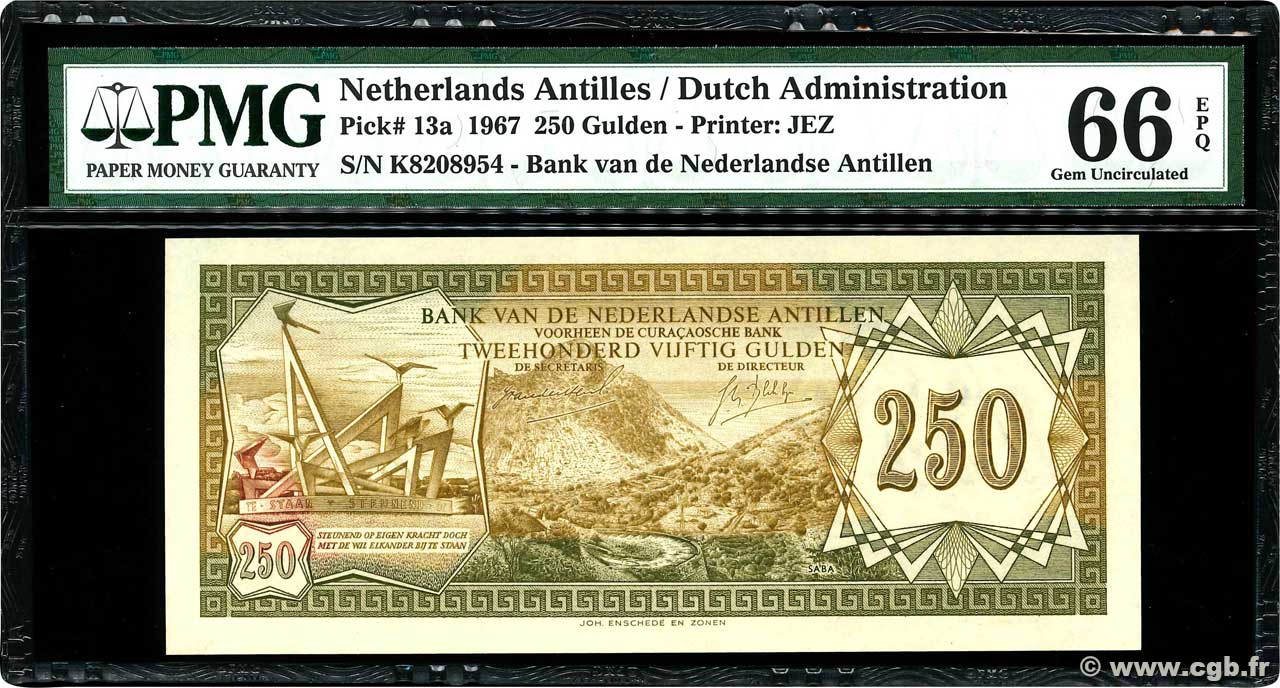 250 Gulden ANTILLES NÉERLANDAISES  1967 P.13a NEUF