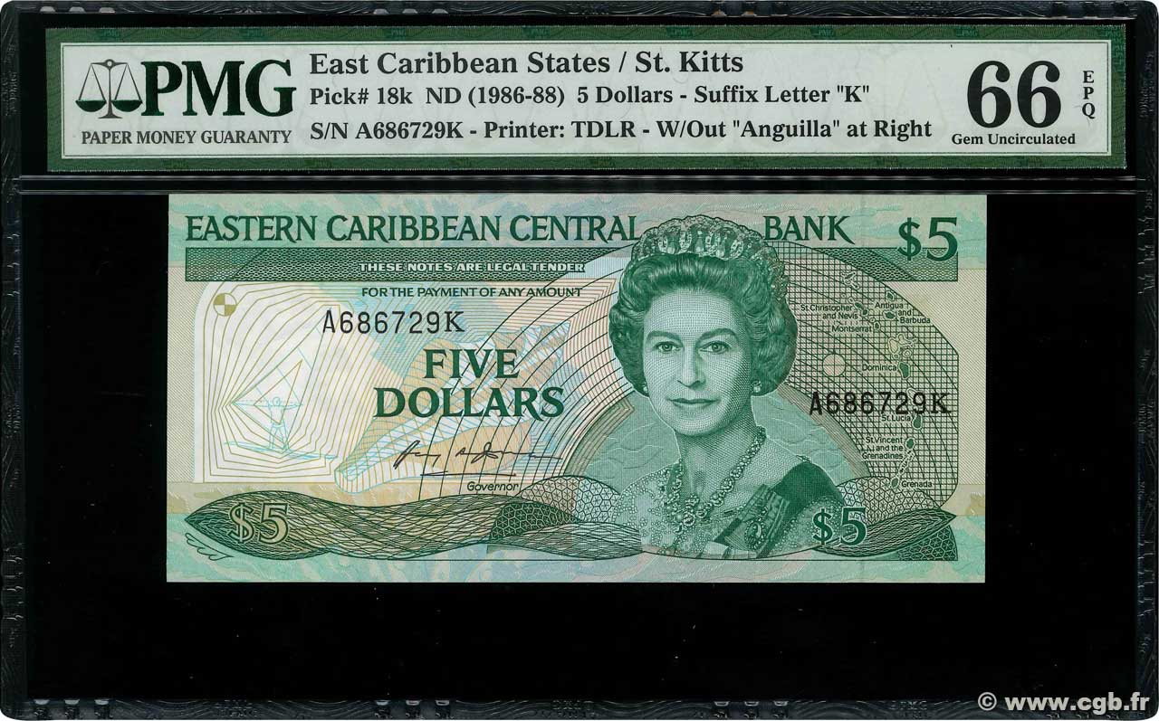 5 Dollars EAST CARIBBEAN STATES  1986 P.18k FDC