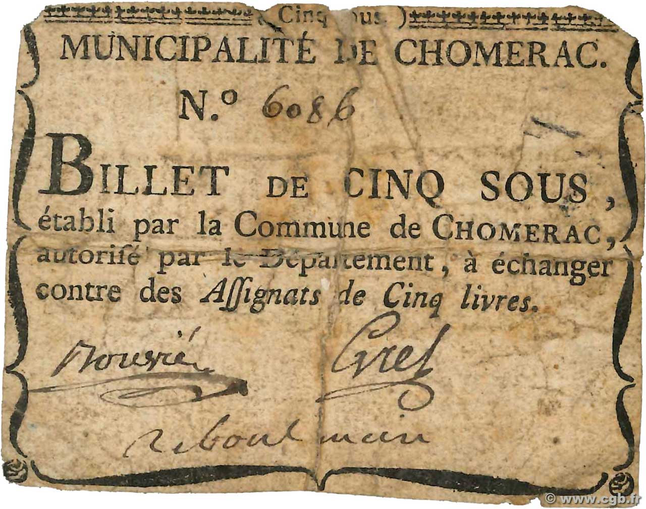 5 Sous FRANCE regionalismo e varie Chomerac 1792 Kc.07.054 B