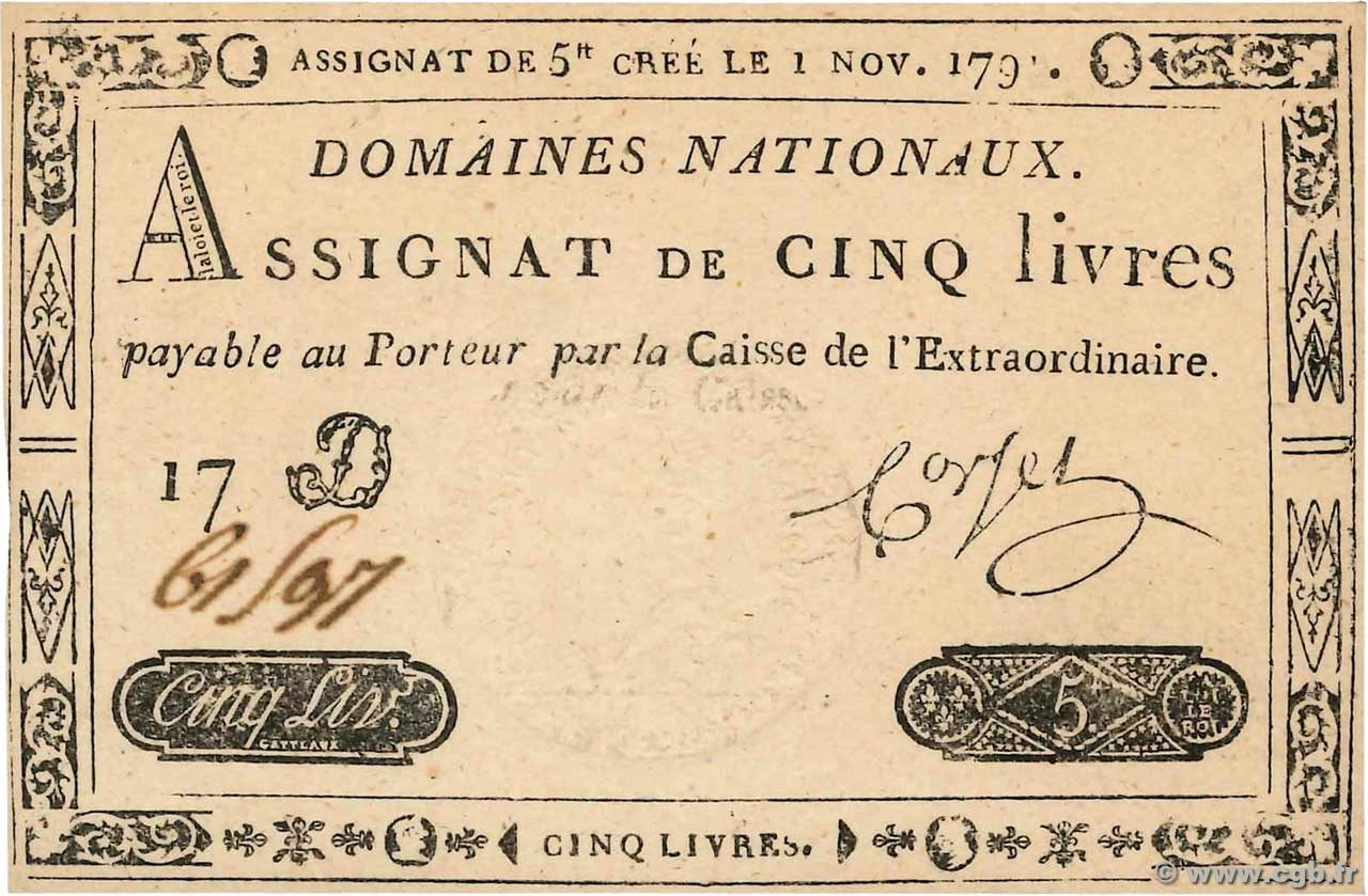5 Livres Faux FRANCE  1791 Ass.20x UNC-