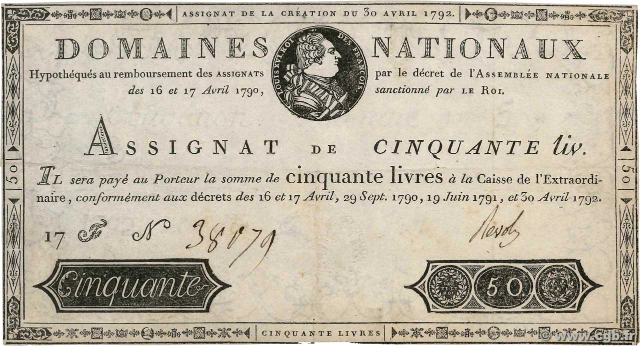 50 Livres FRANCIA  1792 Ass.28a BB