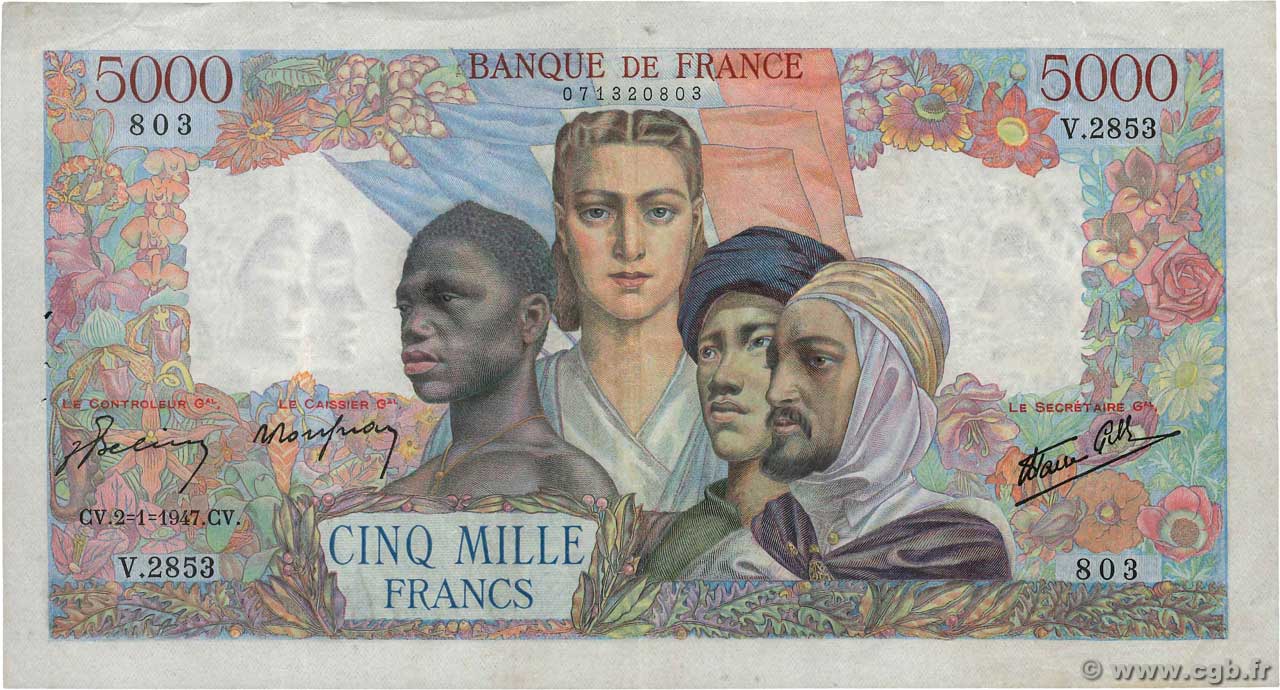 5000 Francs EMPIRE FRANÇAIS FRANKREICH  1947 F.47.57 SS