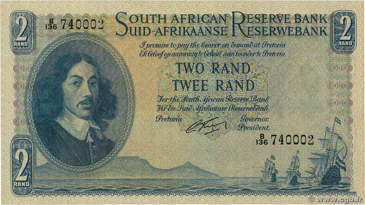 2 Rand SOUTH AFRICA  1962 P.104b UNC-