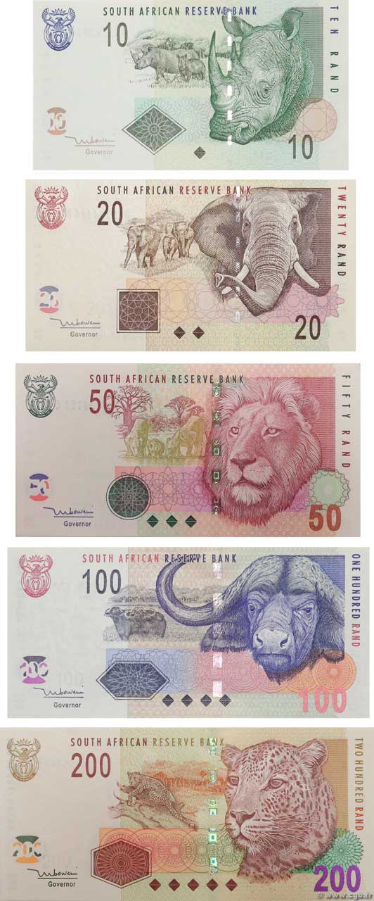10 au 200 Rand Lot SüDAFRIKA  2005 P.LOT ST