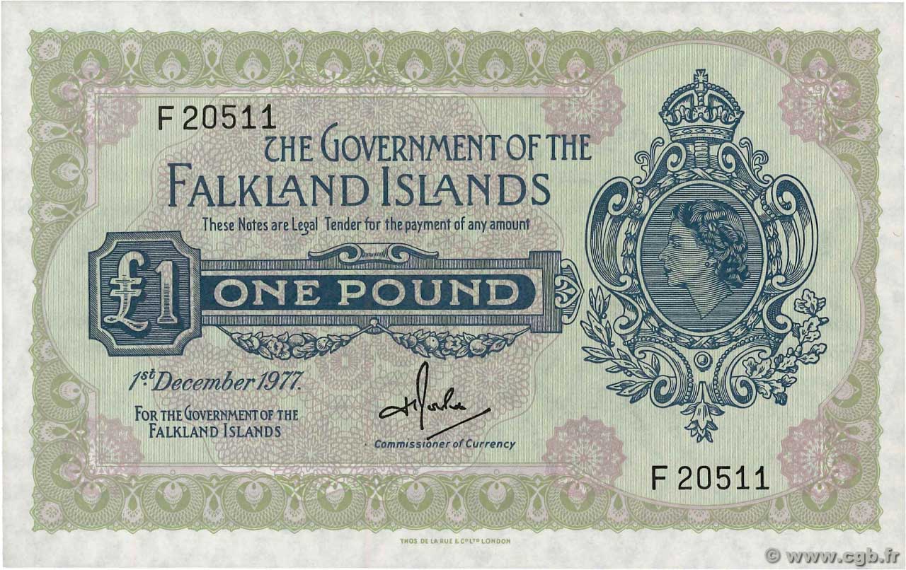 1 Pound FALKLANDINSELN  1977 P.08c fST+
