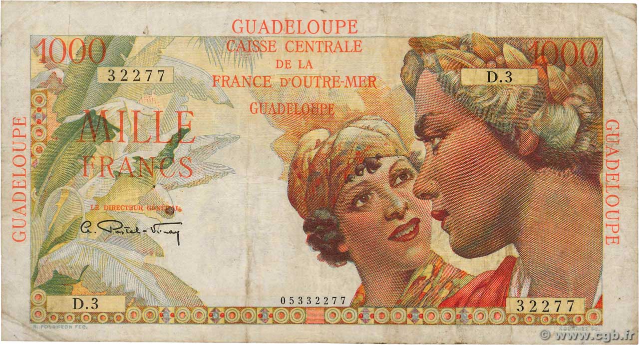1000 Francs Union Française GUADELOUPE  1946 P.37a S