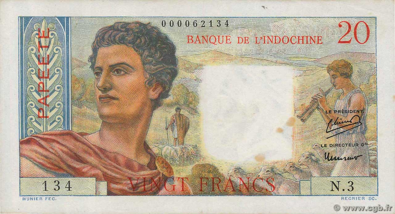 20 Francs TAHITI  1951 P.21a q.SPL