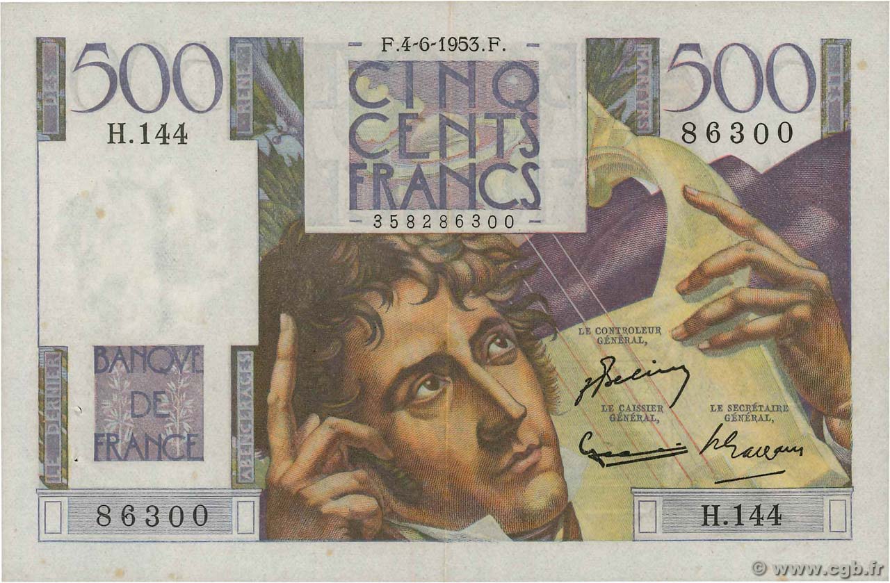 500 Francs CHATEAUBRIAND FRANKREICH  1953 F.34.12 VZ+