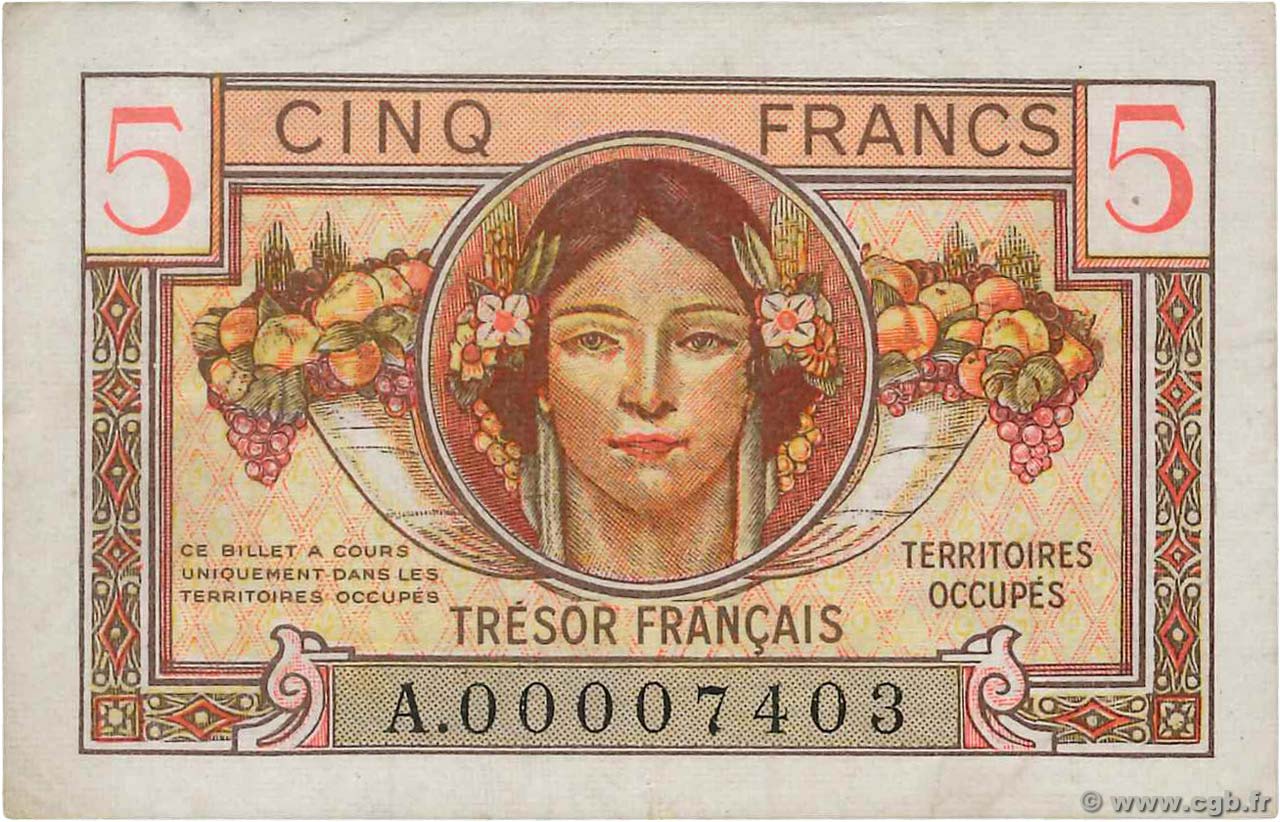 5 Francs TRÉSOR FRANÇAIS Petit numéro FRANCIA  1947 VF.29.01 q.SPL
