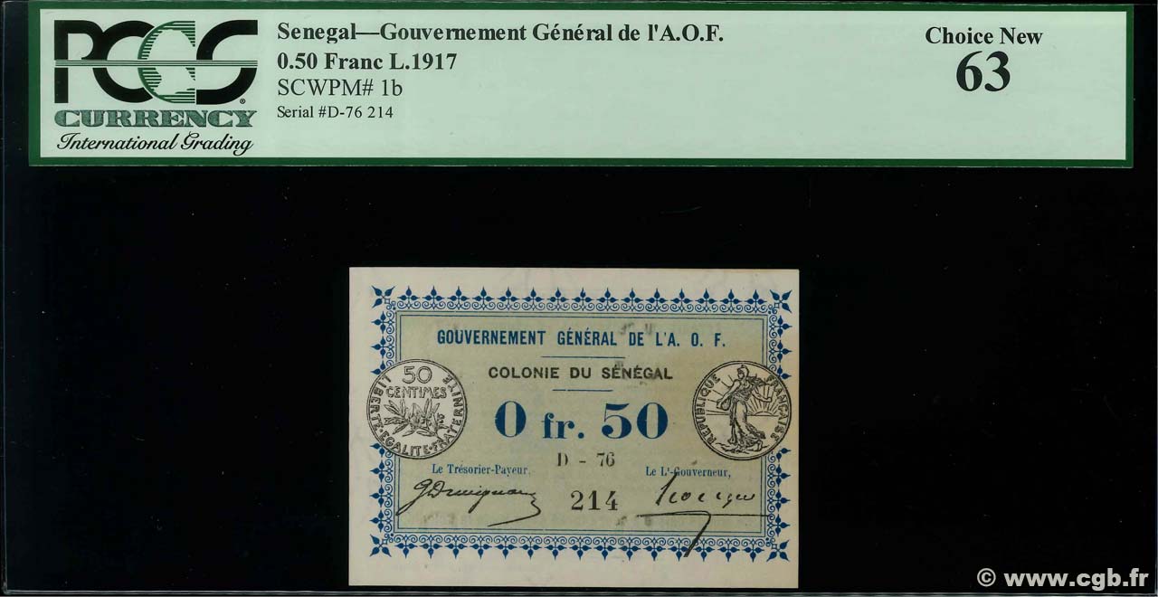 0,50 Franc Fauté SENEGAL  1917 P.01b UNC-
