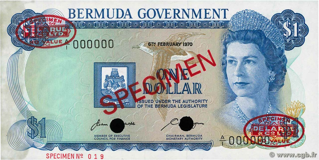 1 Dollar Spécimen BERMUDAS  1970 P.23as fST