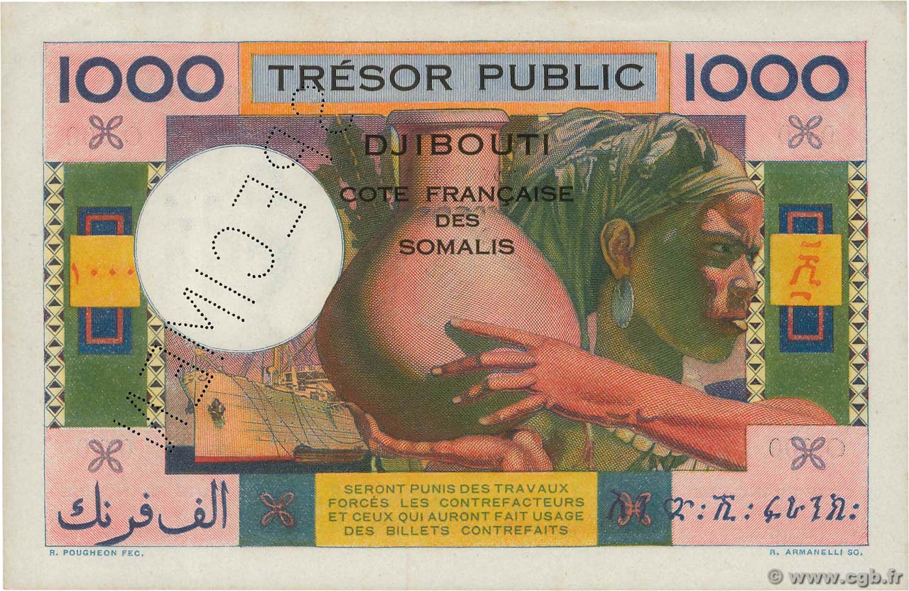 Francs Sp Cimen Djibouti P S Billets