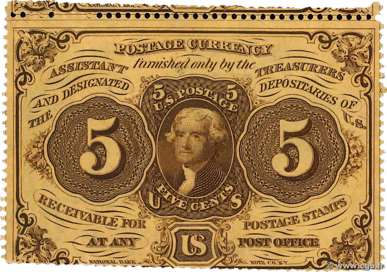 5 Cents UNITED STATES OF AMERICA  1862 P.097a AU