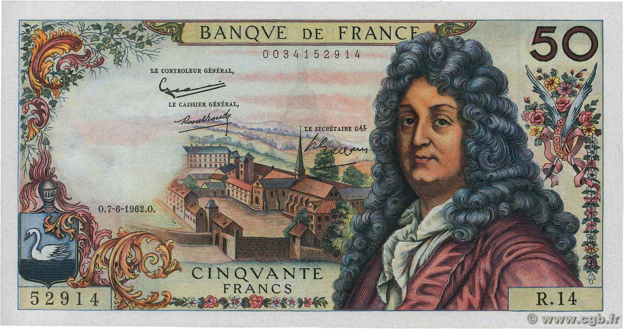 50 Francs RACINE FRANCIA  1962 F.64.01 SC+