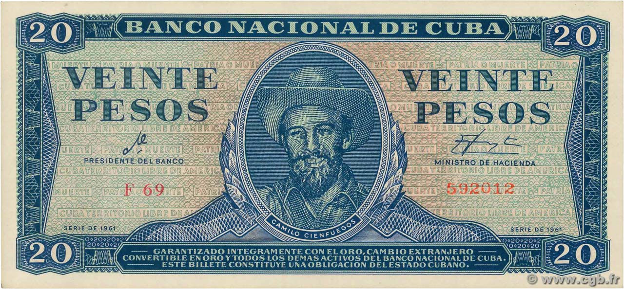 20 Pesos CUBA  1961 P.097x EBC+